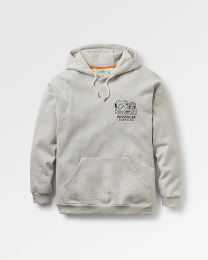 Roam Slow Women's Recycled Cotton Hoodie - Light Grey Marl - Flatlay