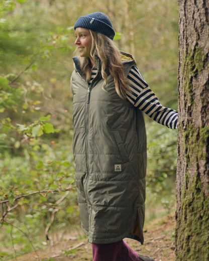 Flora Sherpa Lined Gilet - Dusty Olive - Lifestyle