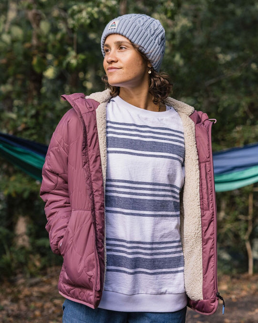 Earthy Sherpa Lined Insulated Jacket - Crushed Berry
