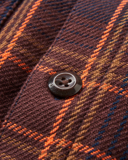 Island Heavy Twill Shirt - Rich Navy/Espresso Check - Flatlay