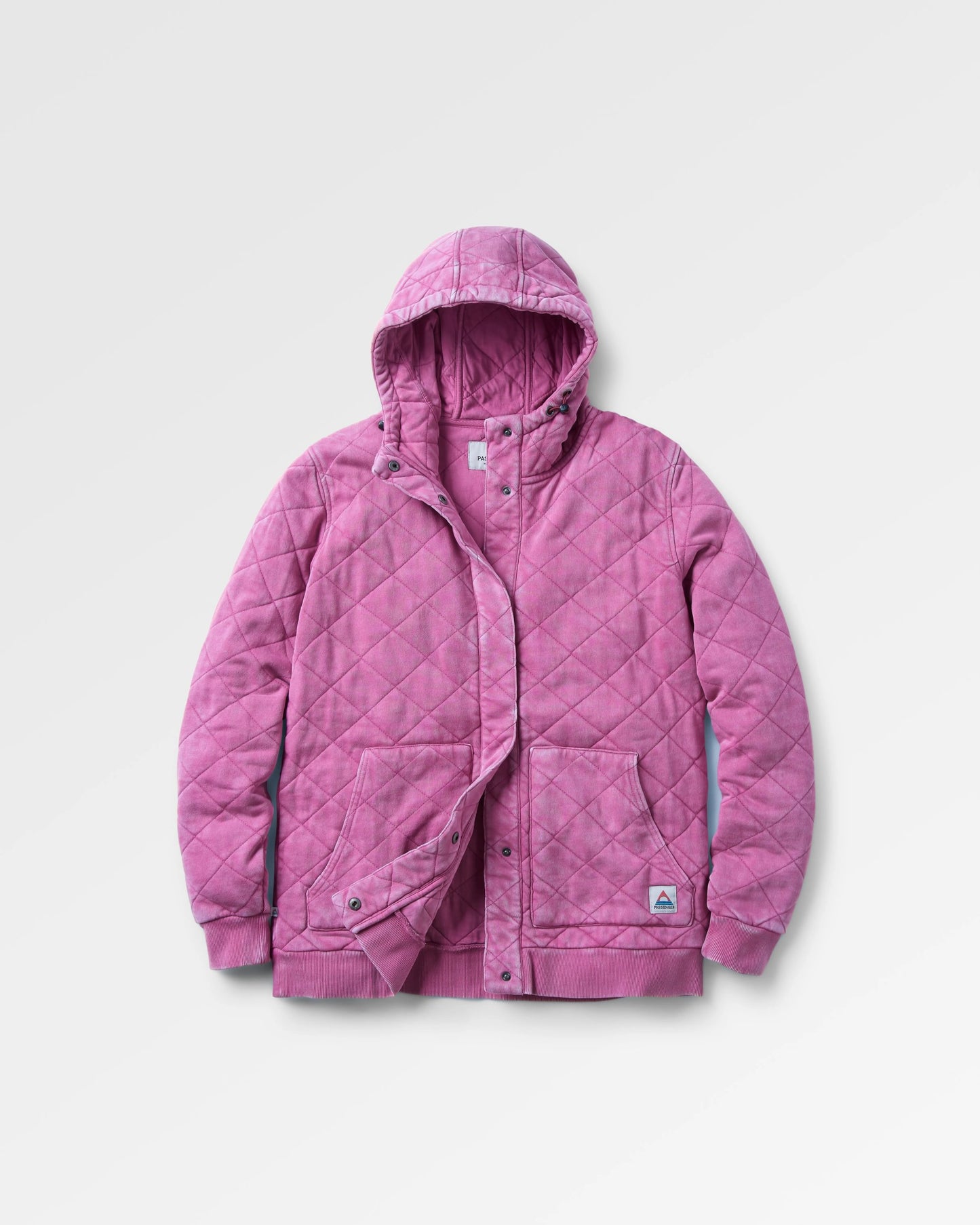 Clementine Recycled Quilted Popper Up Hoodie - Mauve Haze