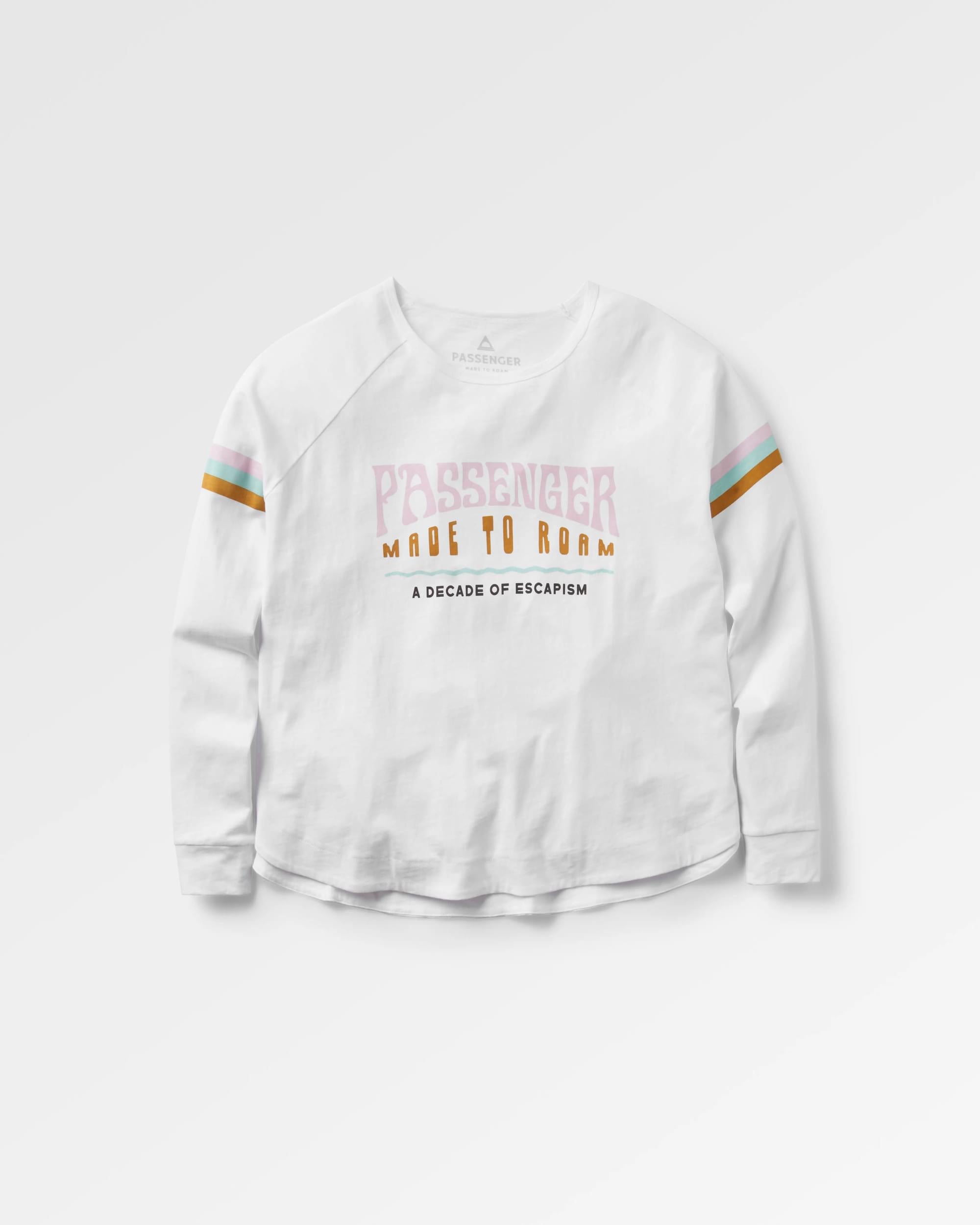 La Sarena Recycled Cotton Oversized LS T-Shirt - White - Flatlay
