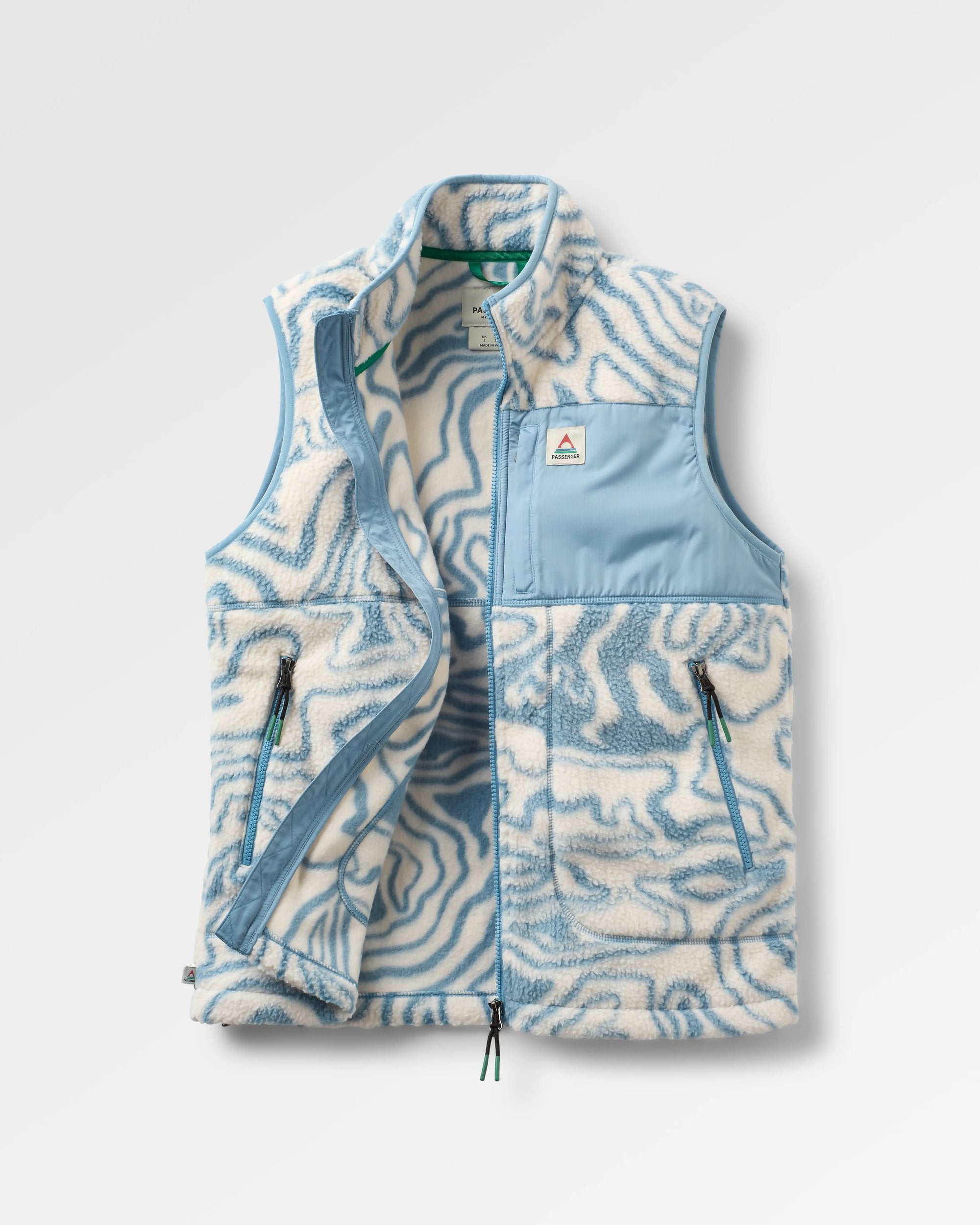 Fairbanks Recycled Sherpa Gilet - Strata Swirl Birch - Flatlay