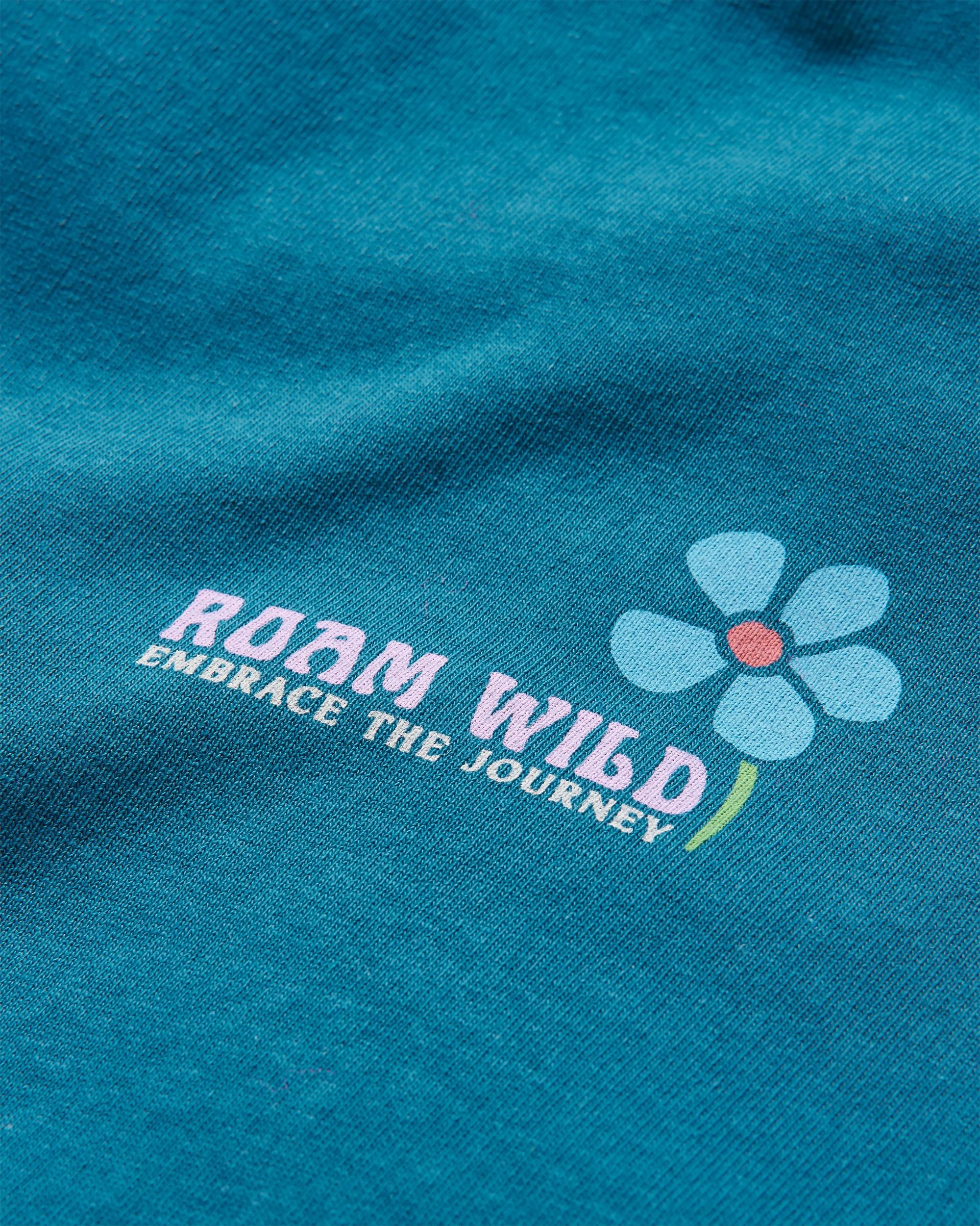 Roam Wild Recycled T-Shirt - Tidal Blue - Flatlay