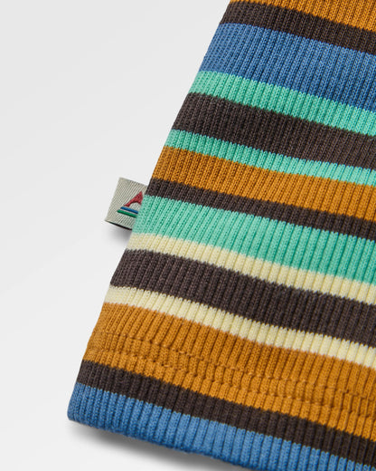 Out There Ribbed Cropped T-Shirt - Espresso Multi Stripe - Flatlay