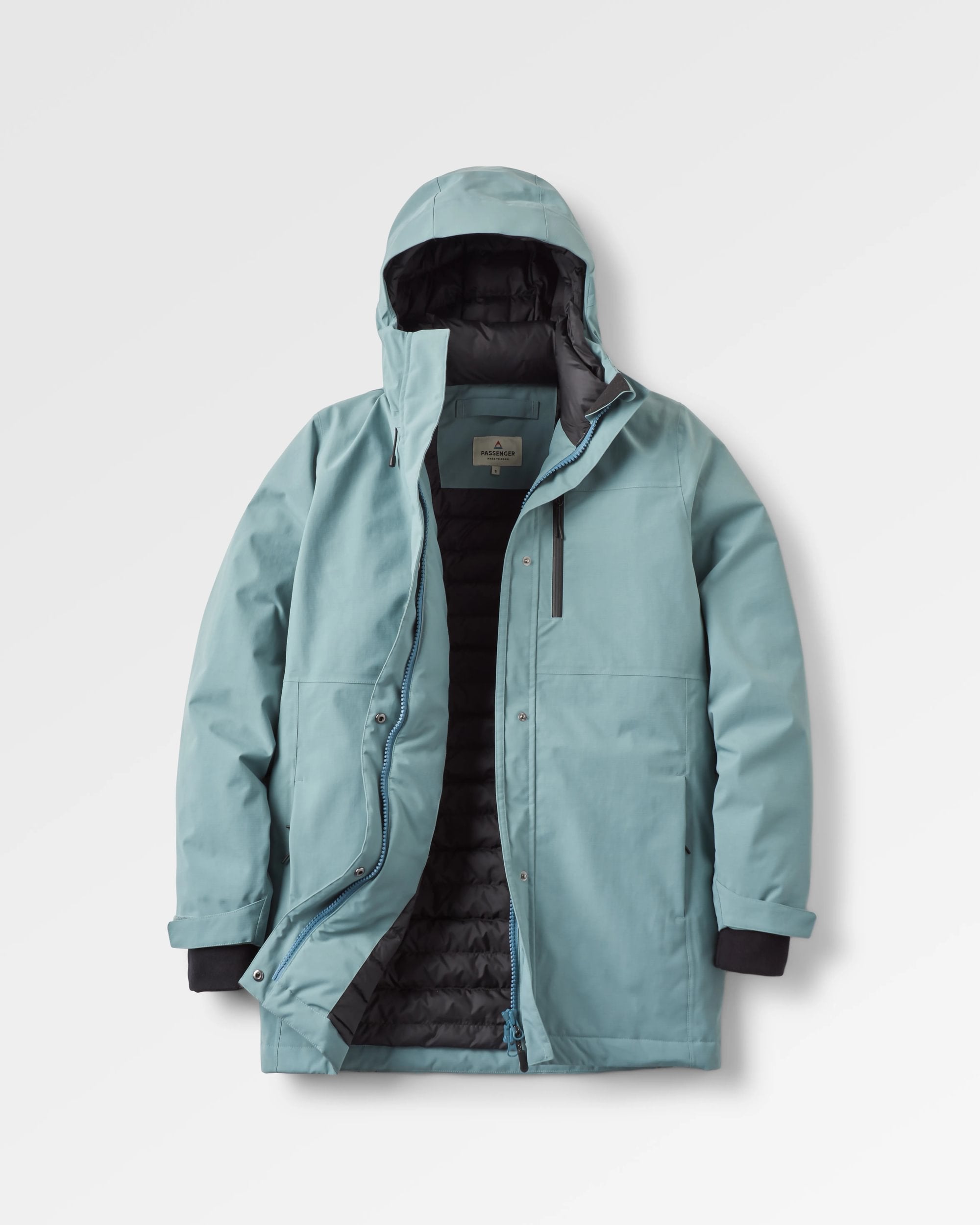 Cloudmont Waterproof Down Parka - Stormy Sea - Flatlay