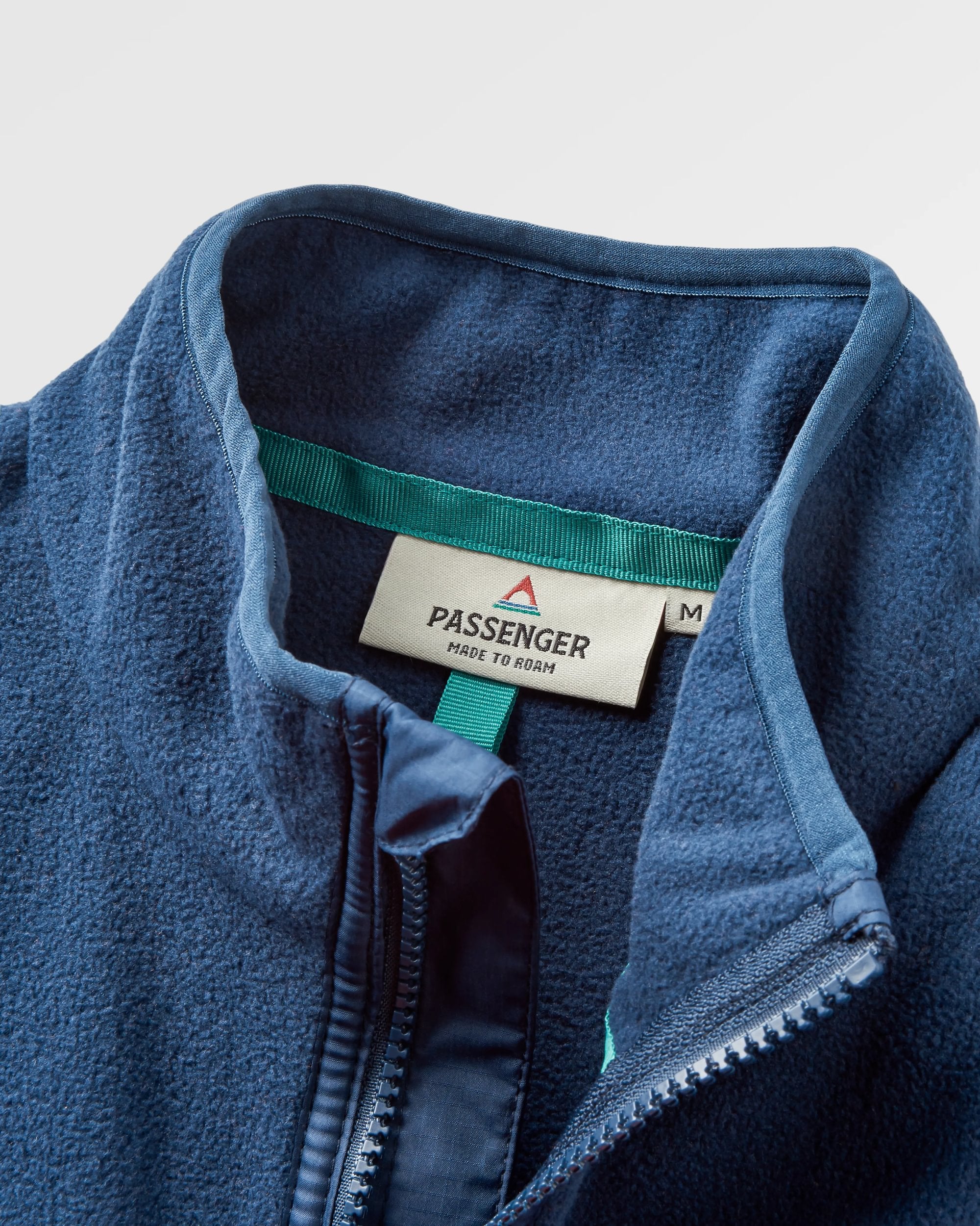 Set Off Recycled Polar 1/4 Zip Fleece - Rich Navy/ Burnt Orange - Flatlay