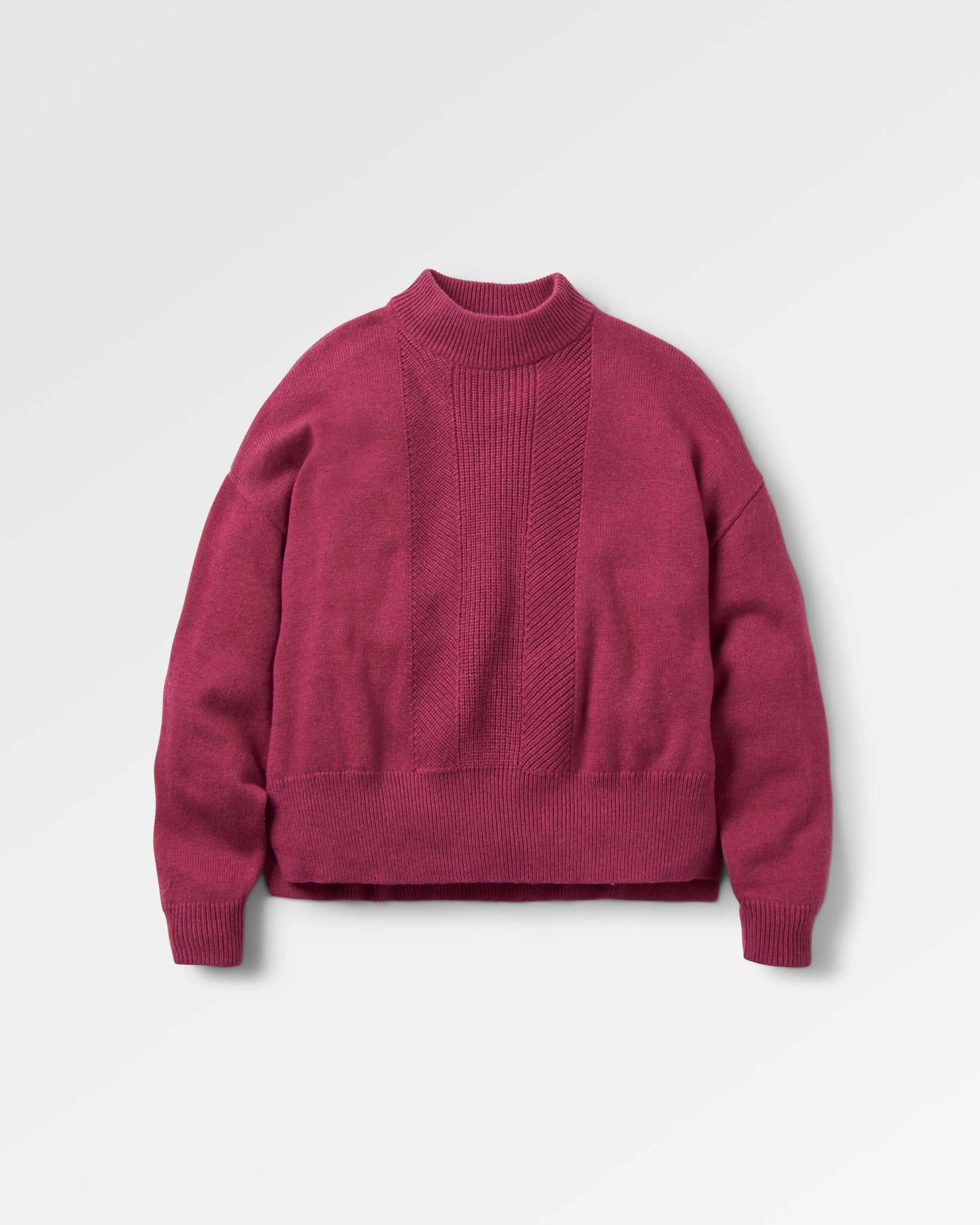 Hideout Oversized Recycled Knitted Jumper - Rhubarb - Flatlay