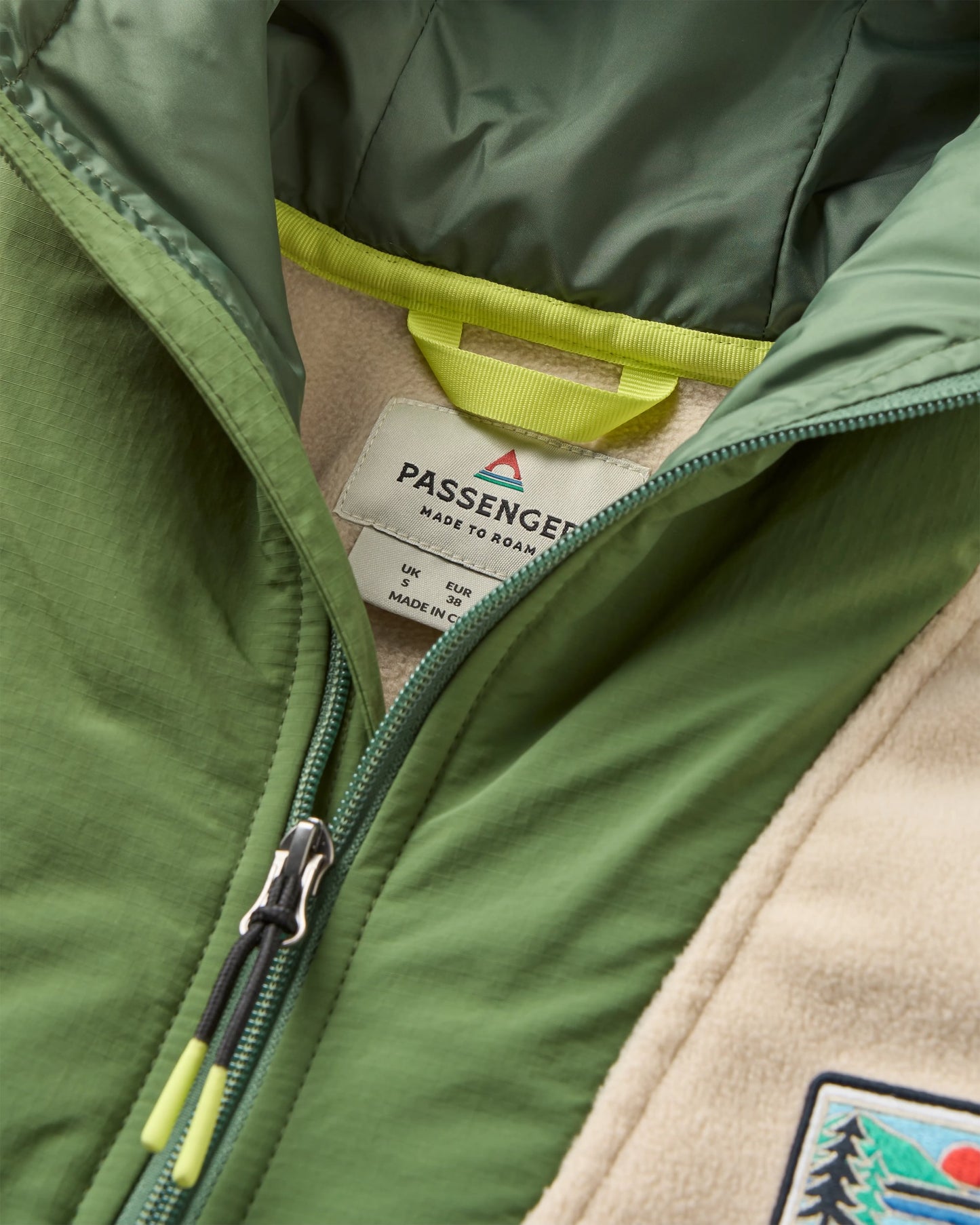 Alexander Recycled Hooded Polar Fleece  - Feather/Wild Green - Flatlay