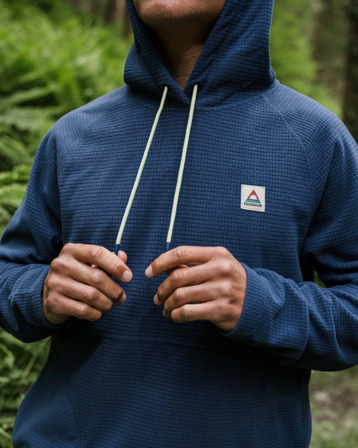 Point Recycled Grid Polar Fleece Hoodie - Dark Denim