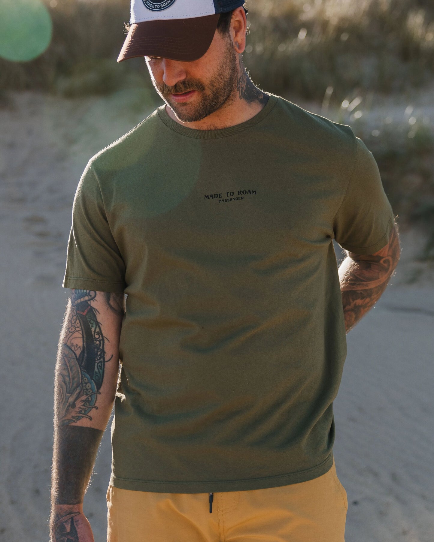 Sundown Recycled Cotton T-Shirt - Khaki