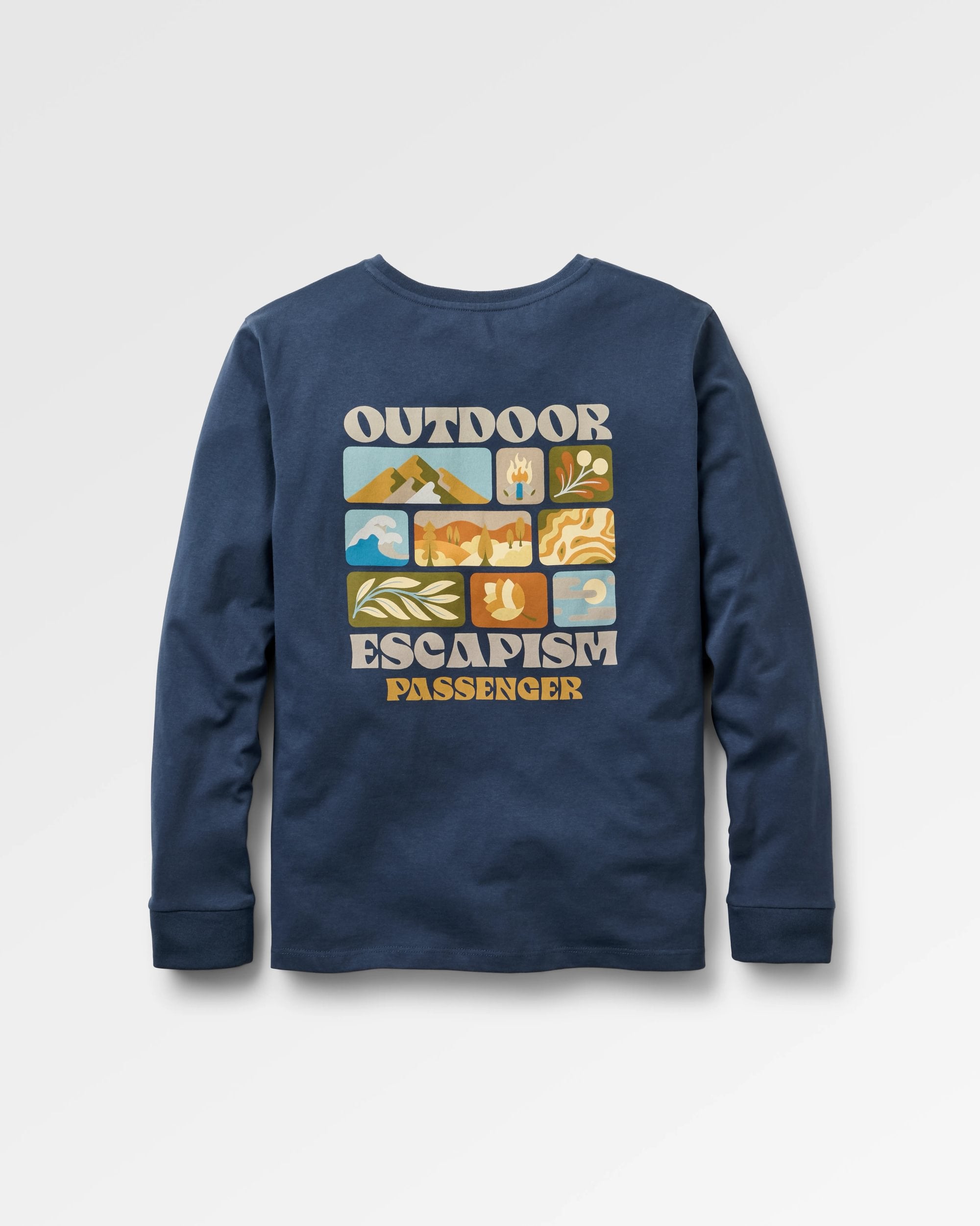 Patch Recycled Cotton LS T-Shirt - Rich Navy - Flatlay
