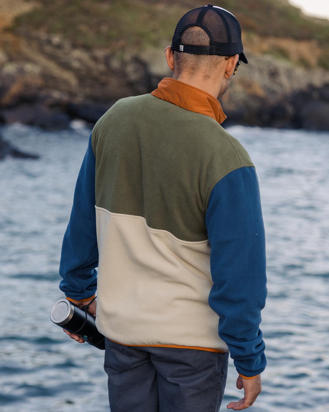 Adrift Recycled Polar Fleece - Khaki/Oatmeal - Lifestyle