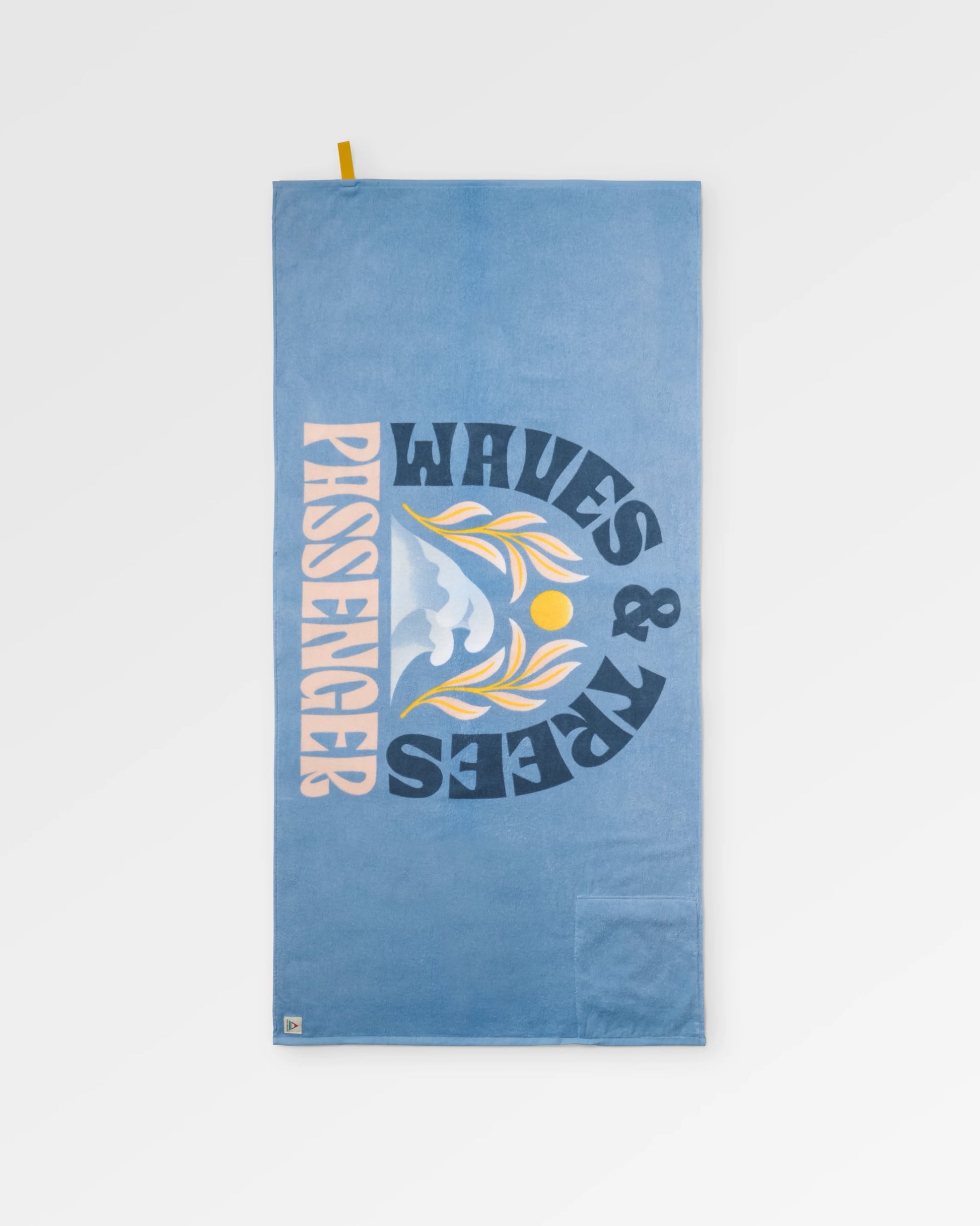 Tideline Organic Cotton Beach Towel - Faded Denim - Flatlay