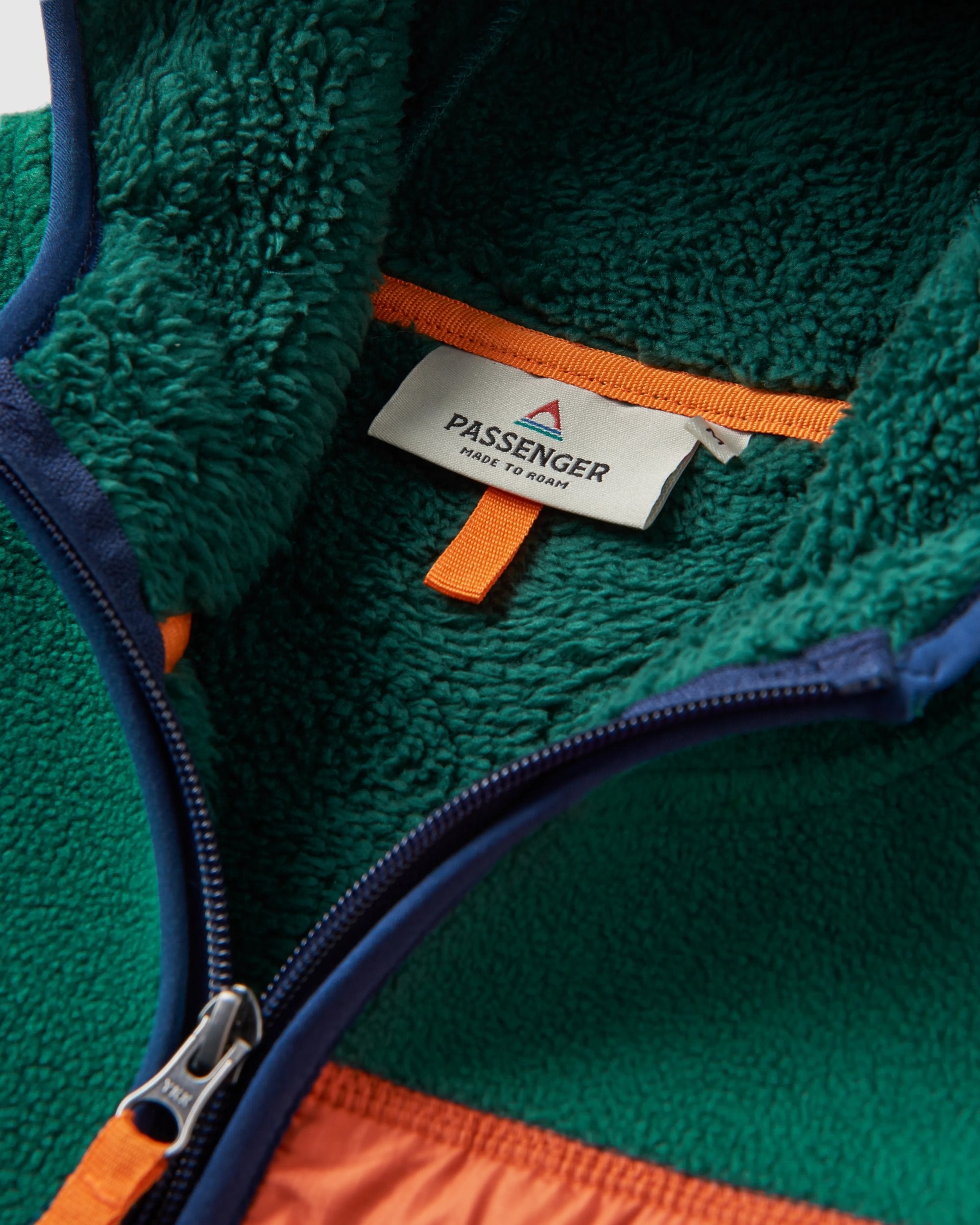 Loch Hooded Recycled Polar Fleece - Rain Forest/Rich Navy - Flatlay