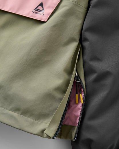 Serein Waterproof Anorak - Faded Black/Dusty Olive - Flatlay