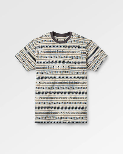 Rising Towelling T-shirt - Geo Stripe Birch  - Flatlay