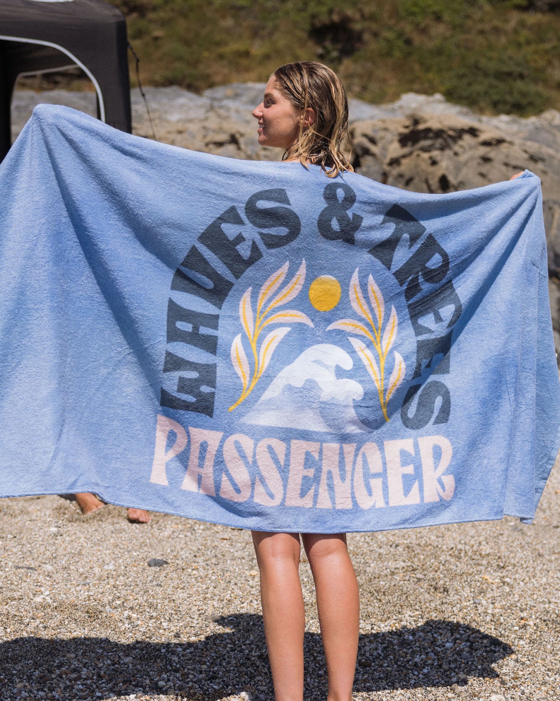 Tideline Organic Cotton Beach Towel - Faded Denim - Lifestyle