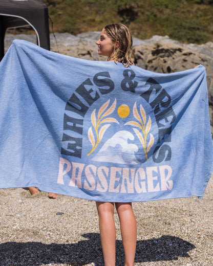 Tideline Organic Cotton Beach Towel - Faded Denim - Lifestyle