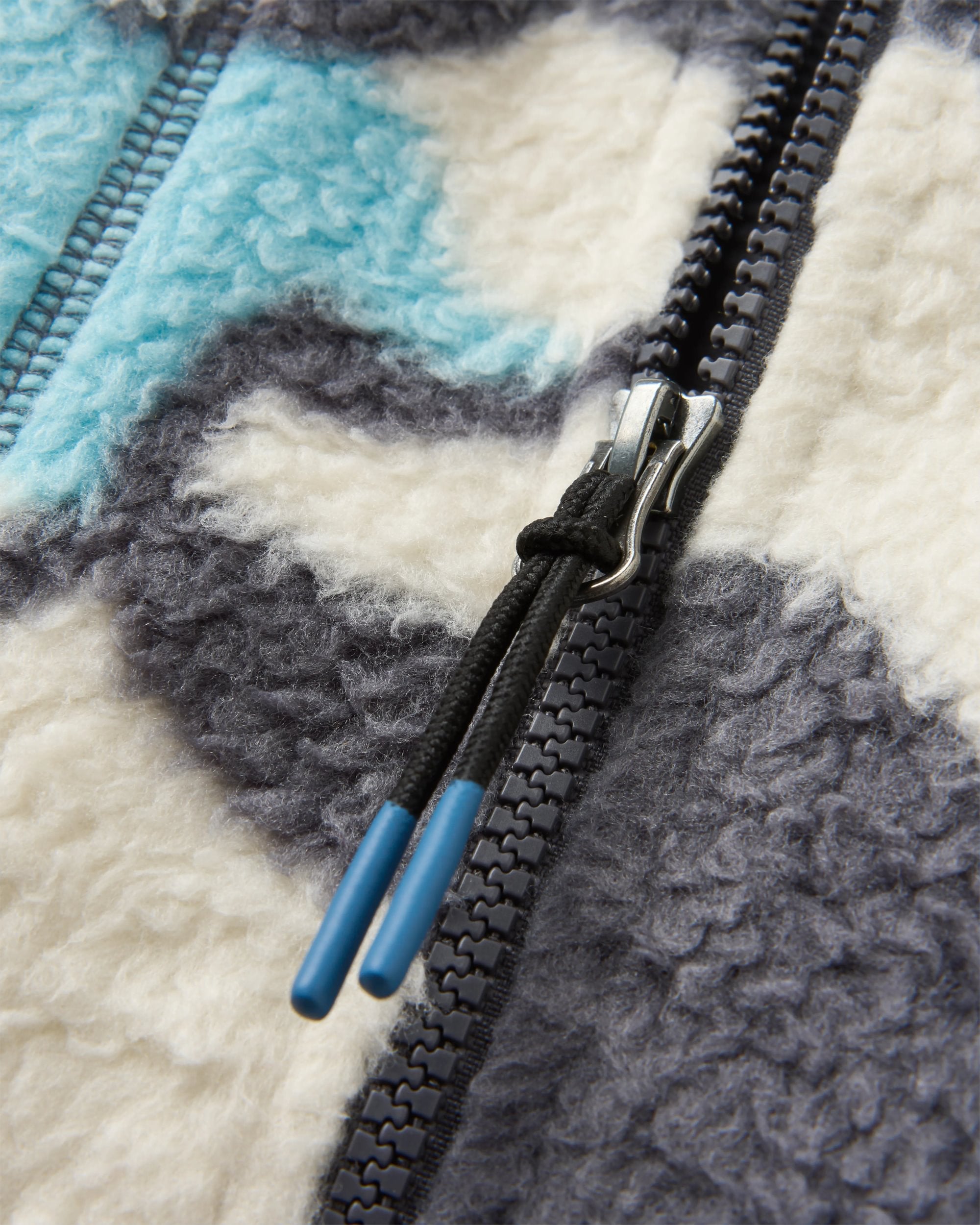 Fairbanks Full Zip Recycled Sherpa Fleece - Abstract Trails Off White - Flatlay
