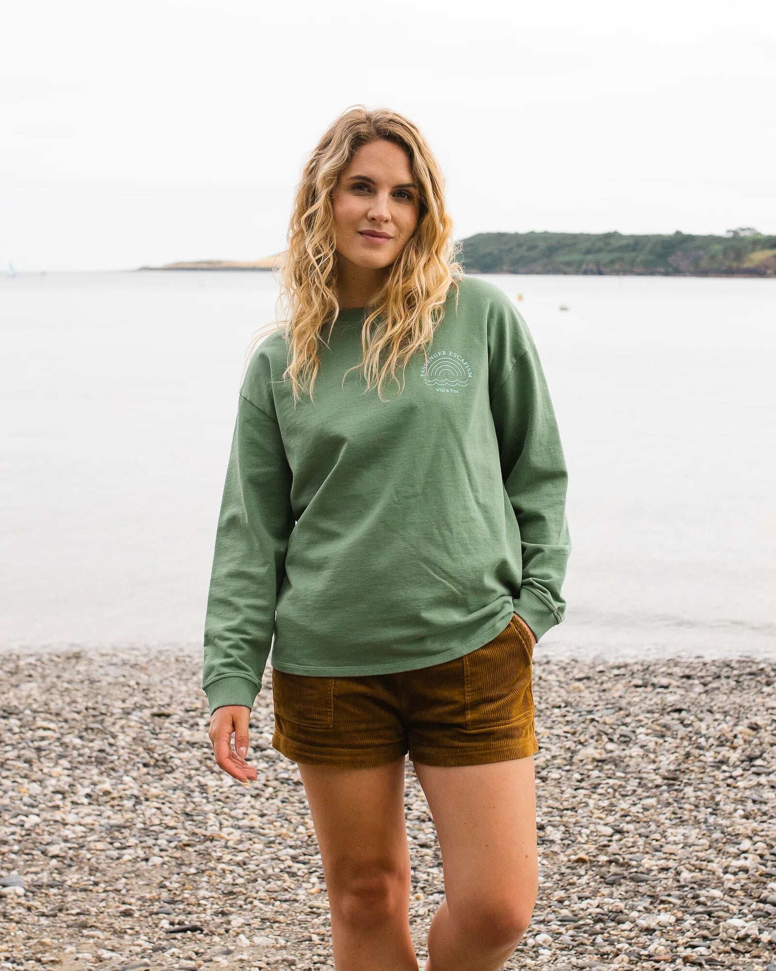 Rainbow Recycled Cotton Oversized Sweatshirt - Dark Ivy - Lifestyle