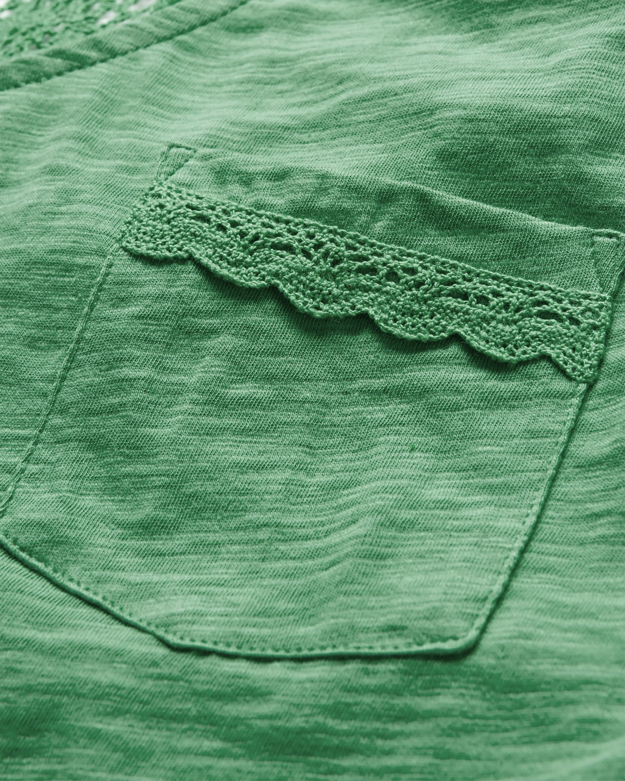 Rivergate Recycled Cotton Top - Green Spruce - Flatlay