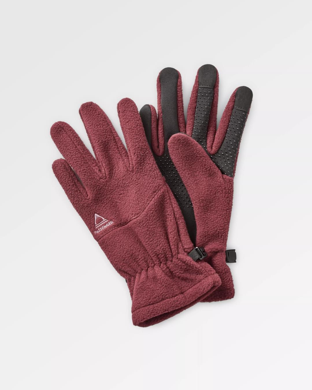 Daytrip Recycled Polar Fleece Touch Screen Gloves - Wine - Flatlay