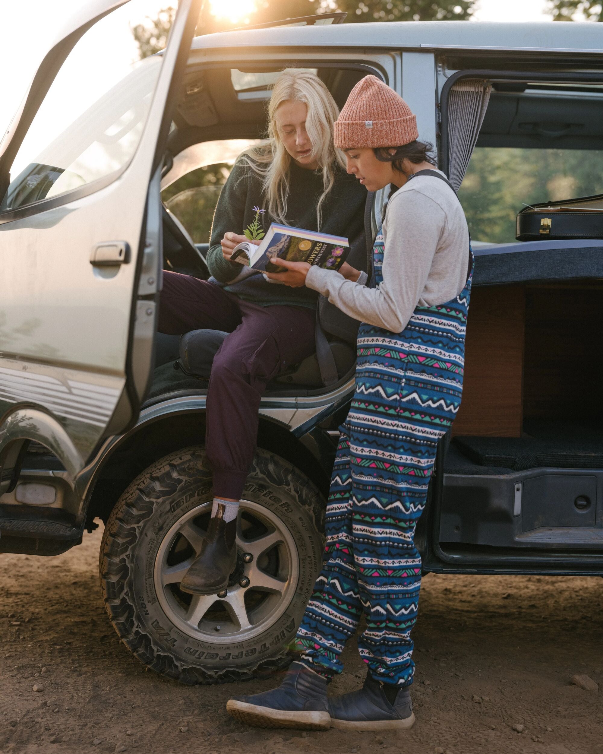 Ace Recycled Polar Fleece Dungarees - Mountain Geo Tidal Blue - Lifestyle