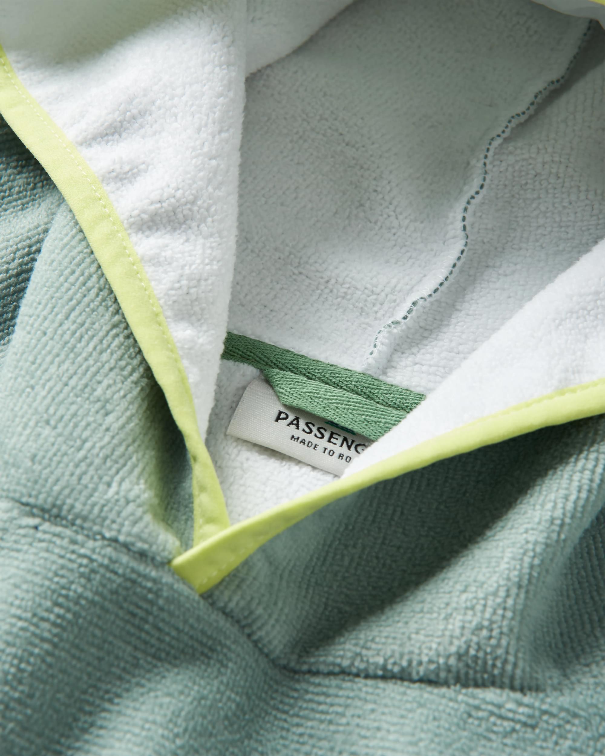 Tulum Recycled Towel Poncho - Pistachio/Charcoal - Flatlay