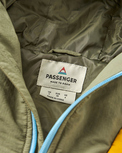 Ocean Recycled Insulated 1/2 Zip Jacket - Dusty Olive/Heritage Yellow - Flatlay