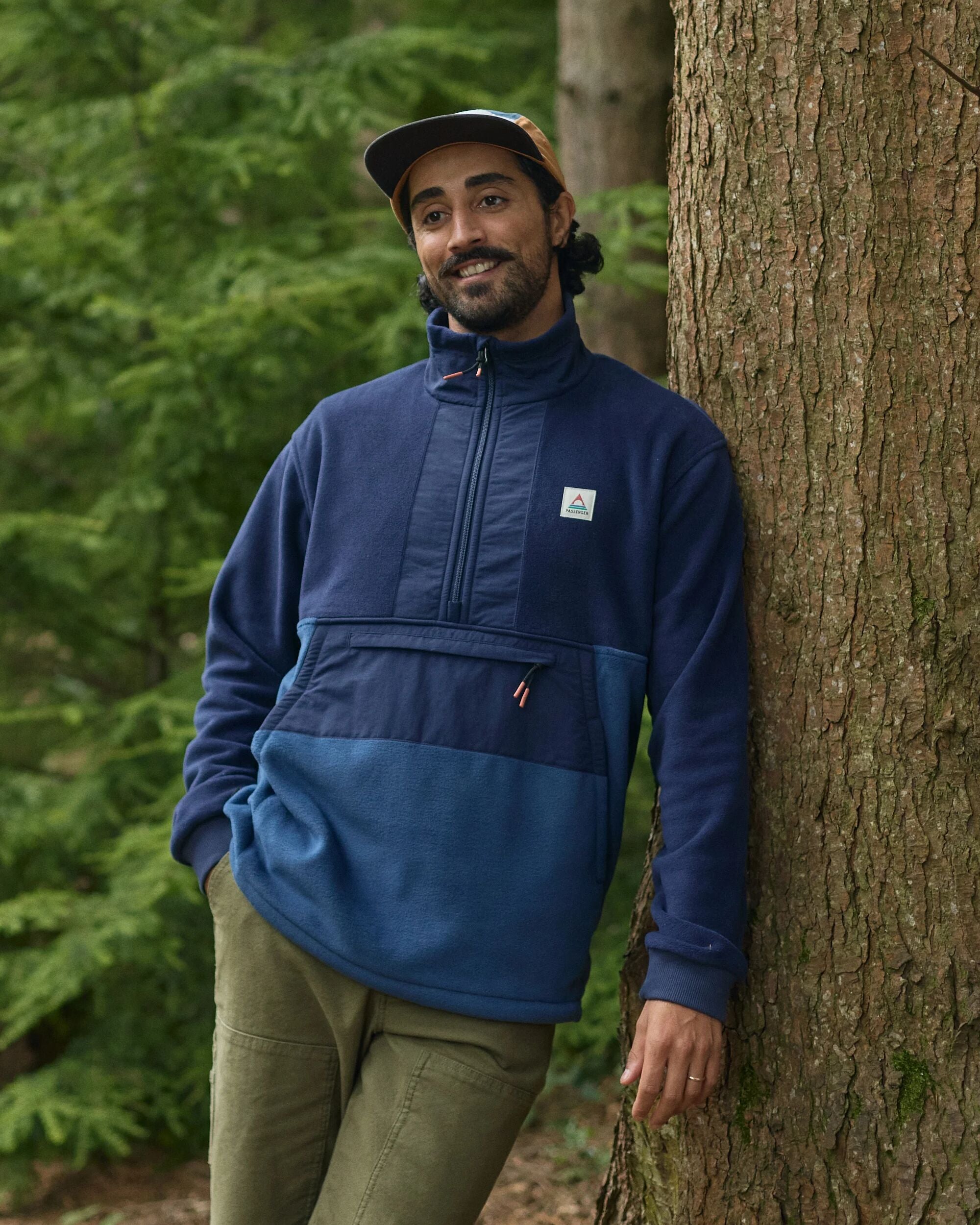 Woodland Hoodless 1/2 Zip Polartec® Fleece Rich Navy/Dark Denim