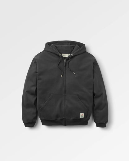 Heritage Relaxed Fit Full Zip Hoodie - Black - Flatlay