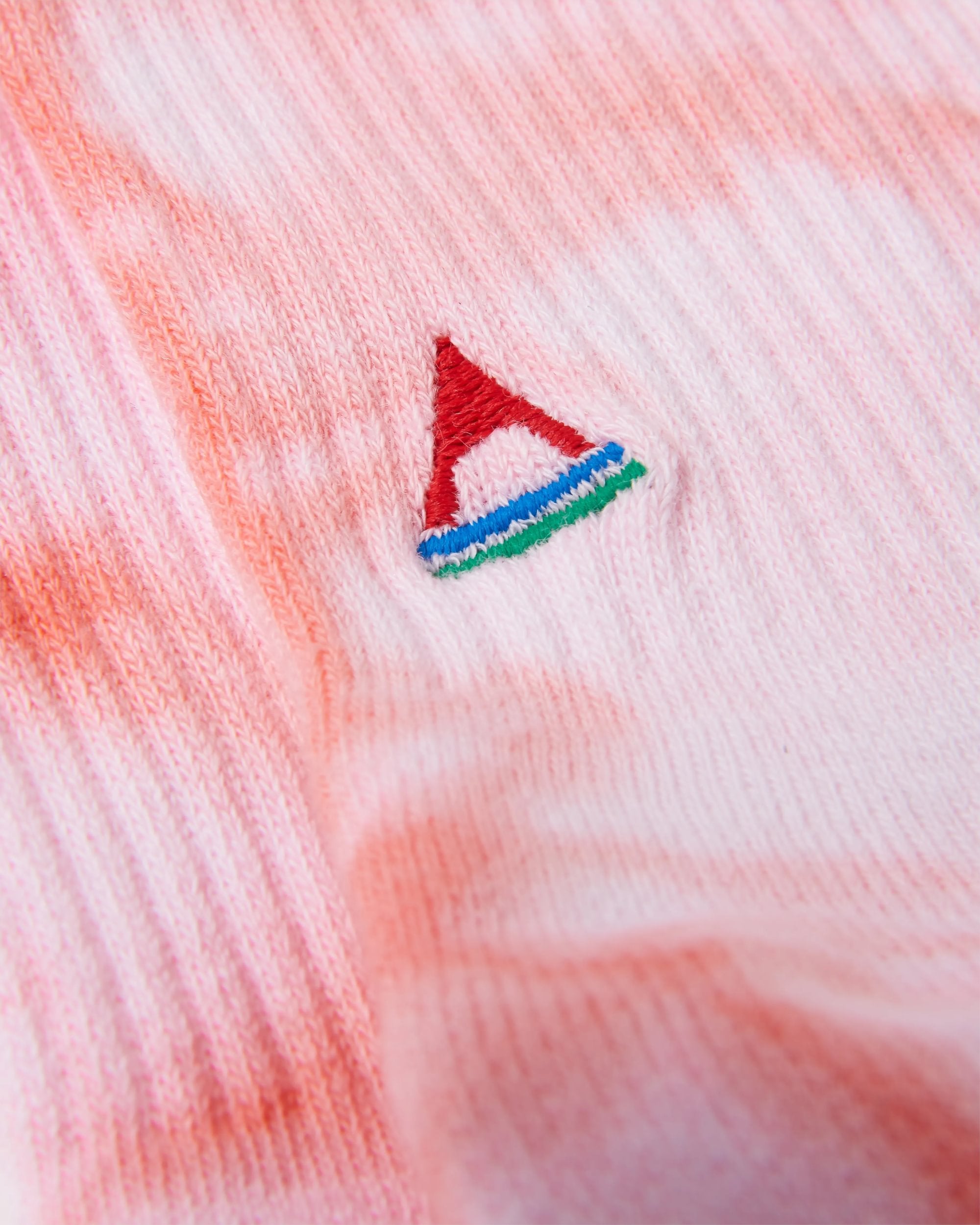Organic Mid-weight Crew Socks - Tie Dye Shell Pink - Flatlay
