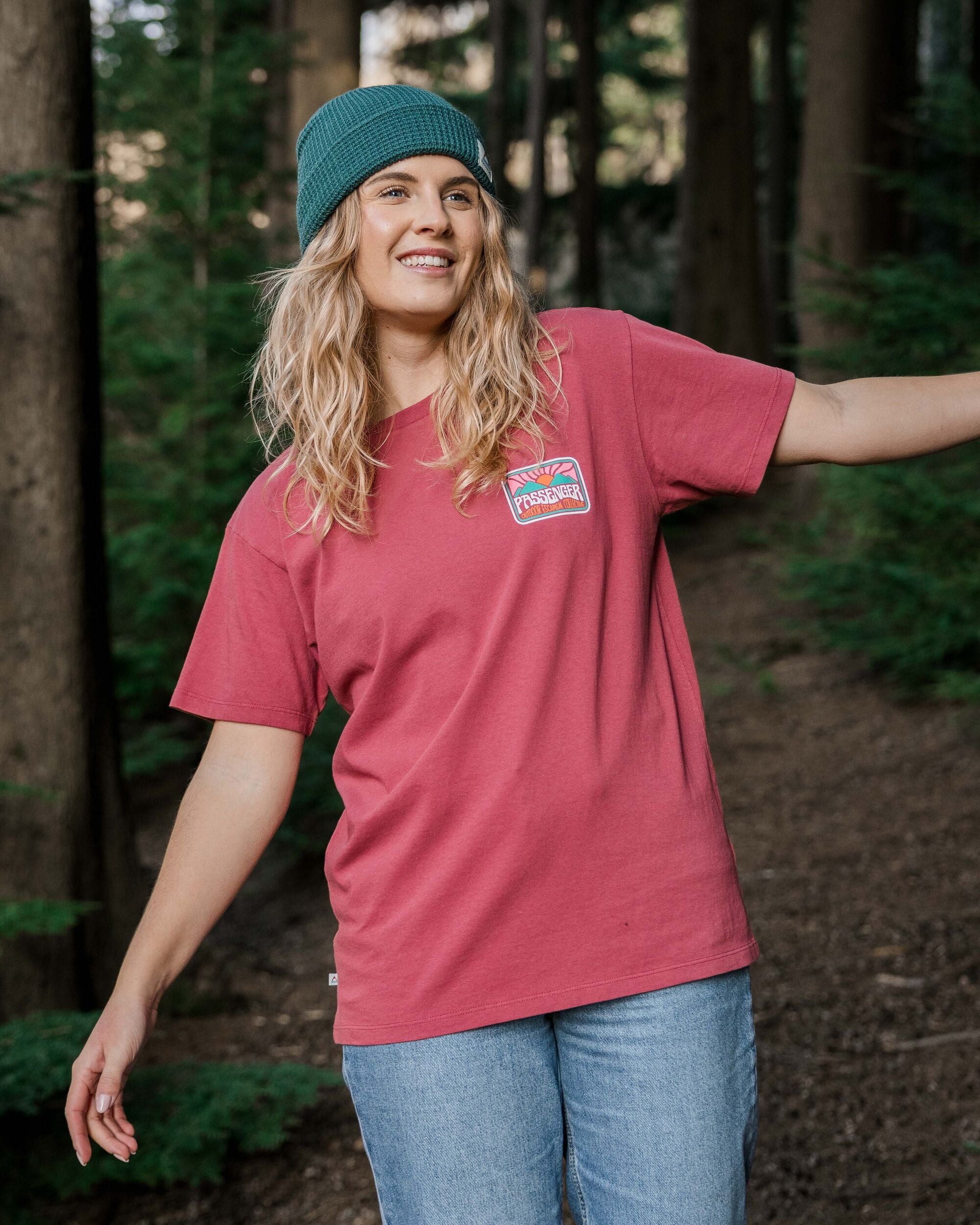 Golden Hour Recycled Cotton T-Shirt - Earth Red - Lifestyle