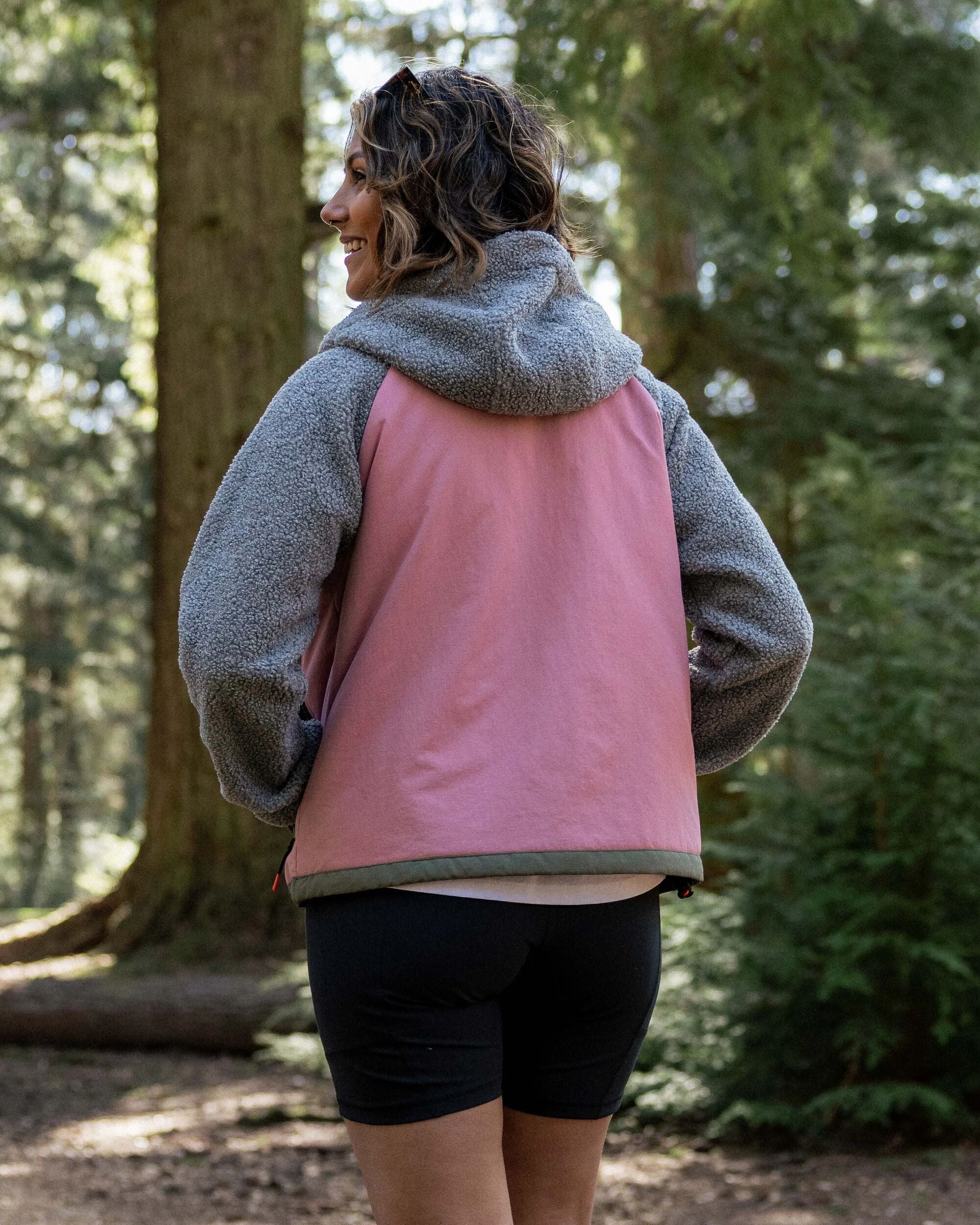 Lara Quilted Jacket - Grey Marl/Dusty Olive - Lifestyle