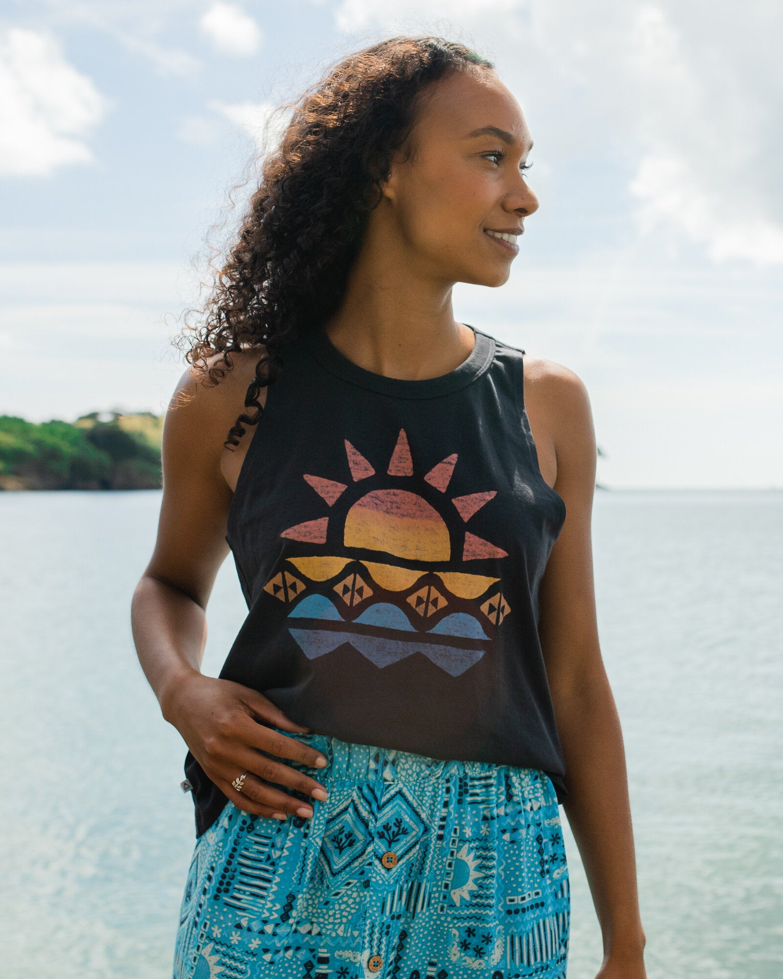 Sunray Recycled Cotton Vest - Black - Lifestyle