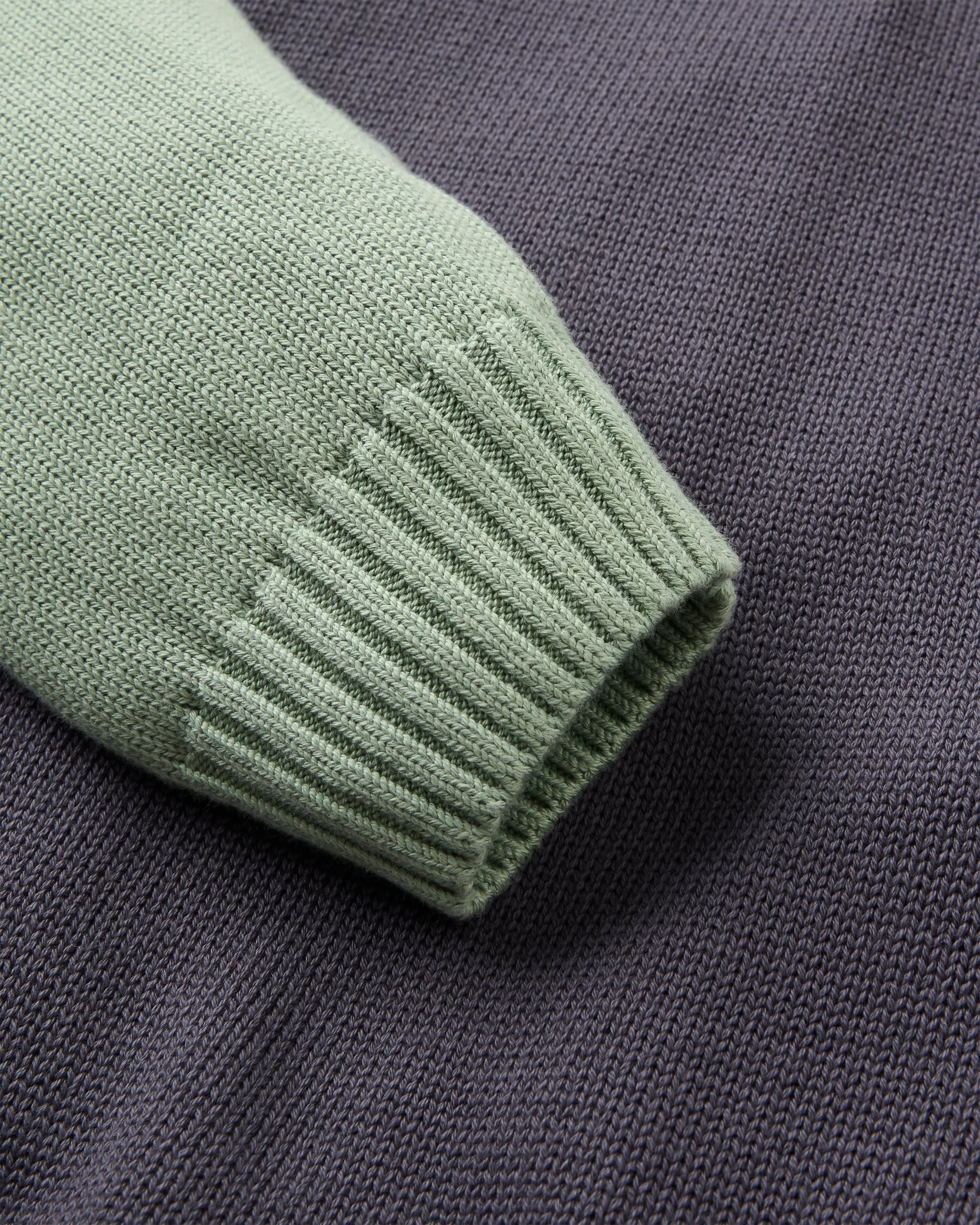 Wald Knitted Jumper - Pistachio/Charcoal - Flatlay