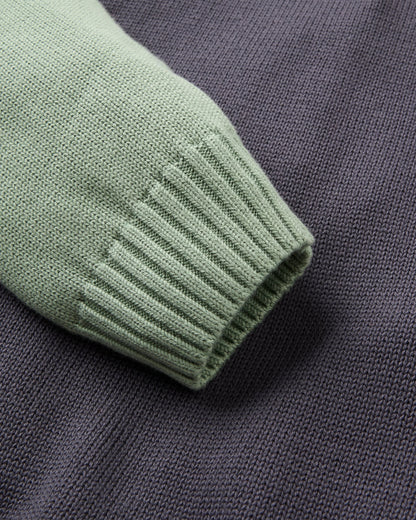 Wald Knitted Jumper - Pistachio/Charcoal - Flatlay