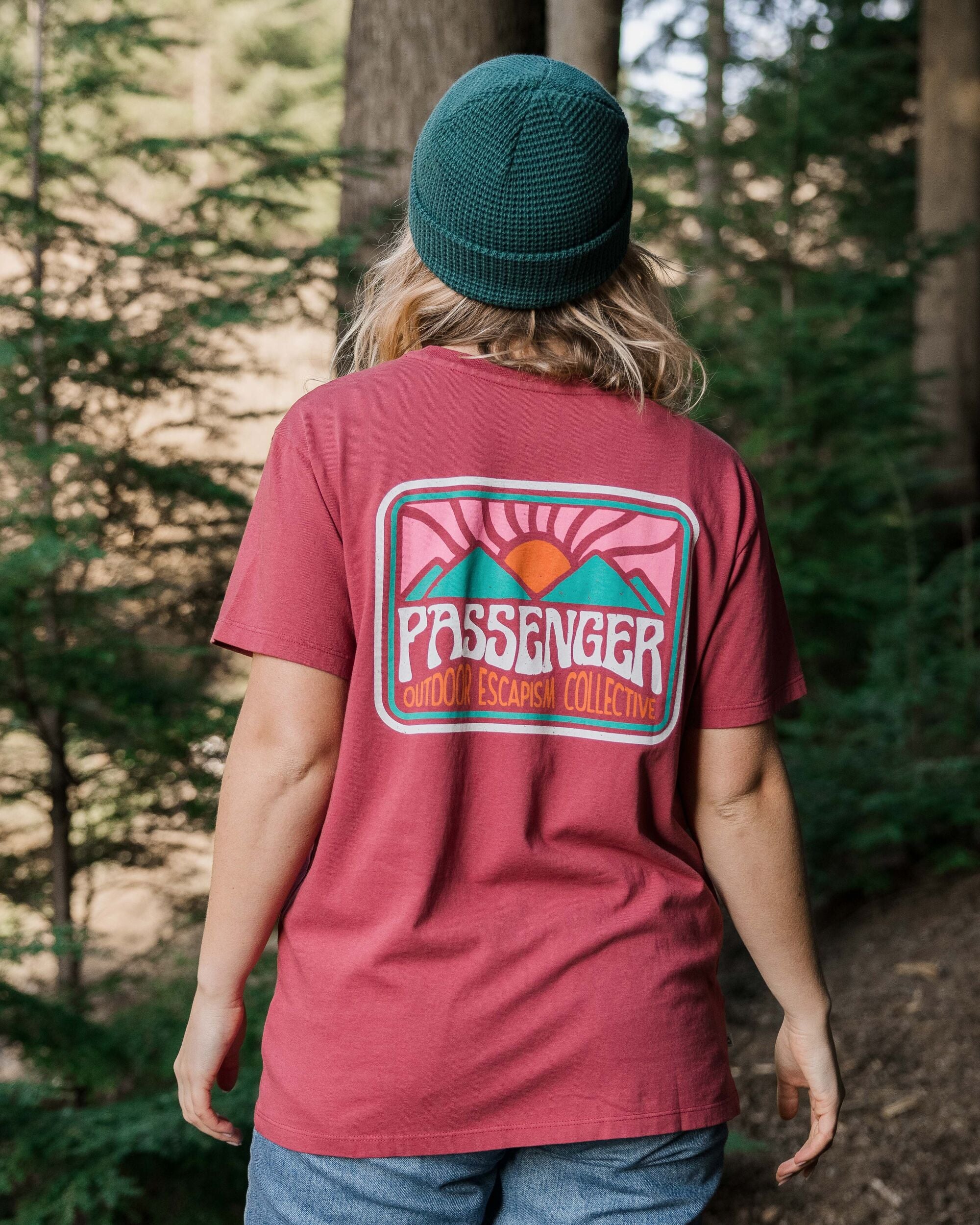 Golden Hour Recycled Cotton T-Shirt - Earth Red - Lifestyle