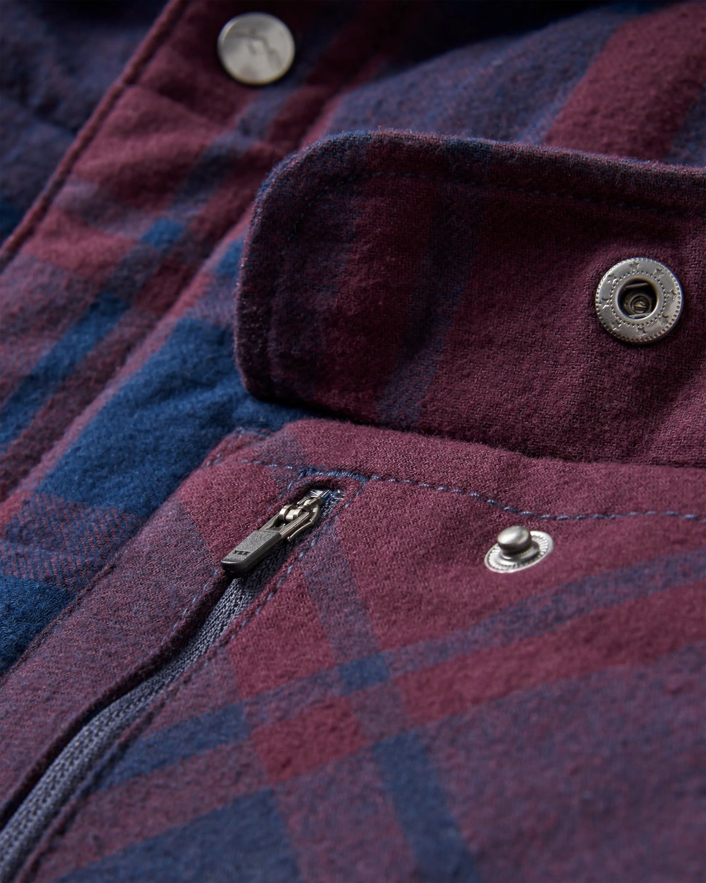 Taranaki Quilted Overshirt - Deep Plum/Deep Navy Check