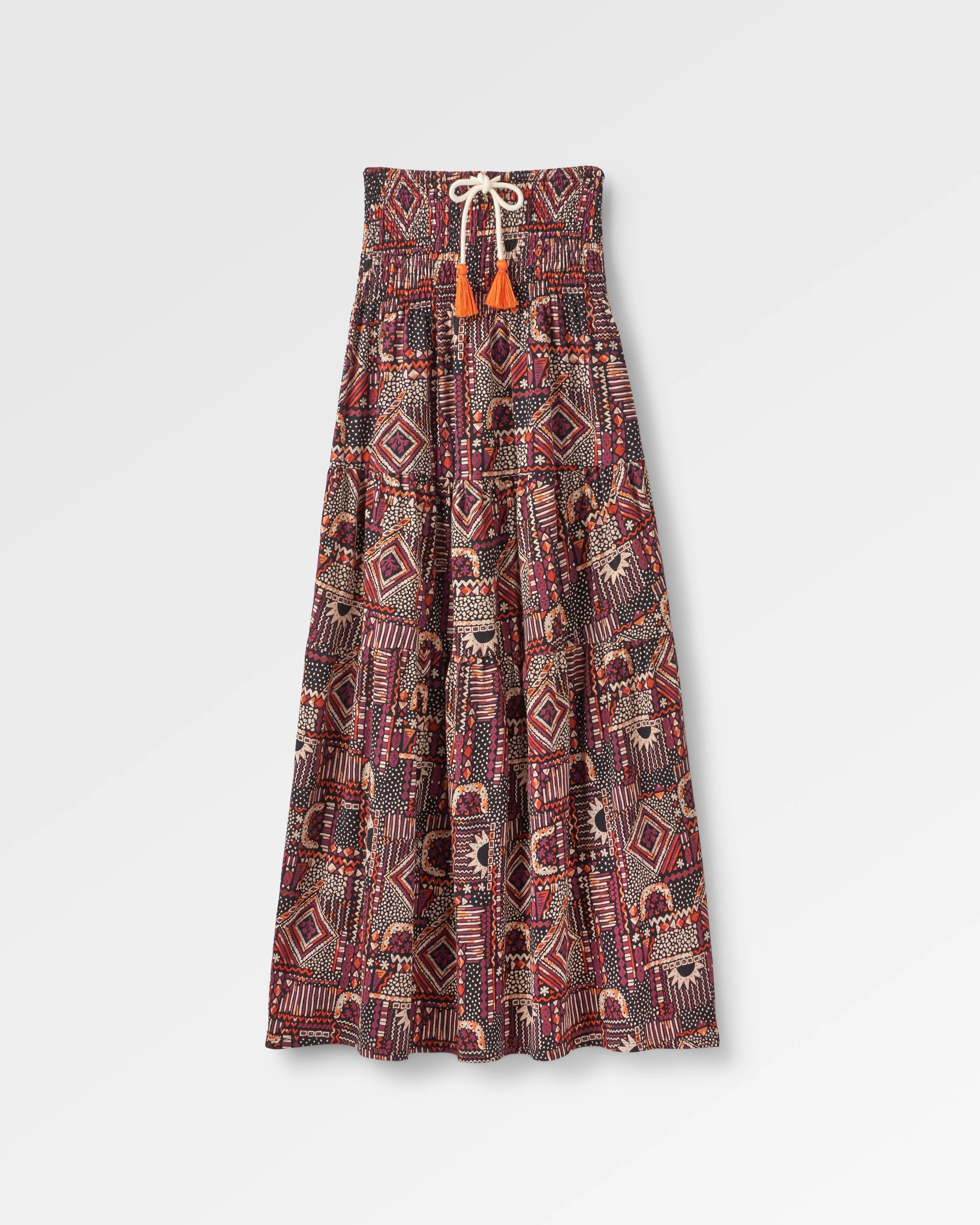 Fareway Recycled Cotton Maxi Skirt - Vintage Patchwork Black/Multi - Flatlay