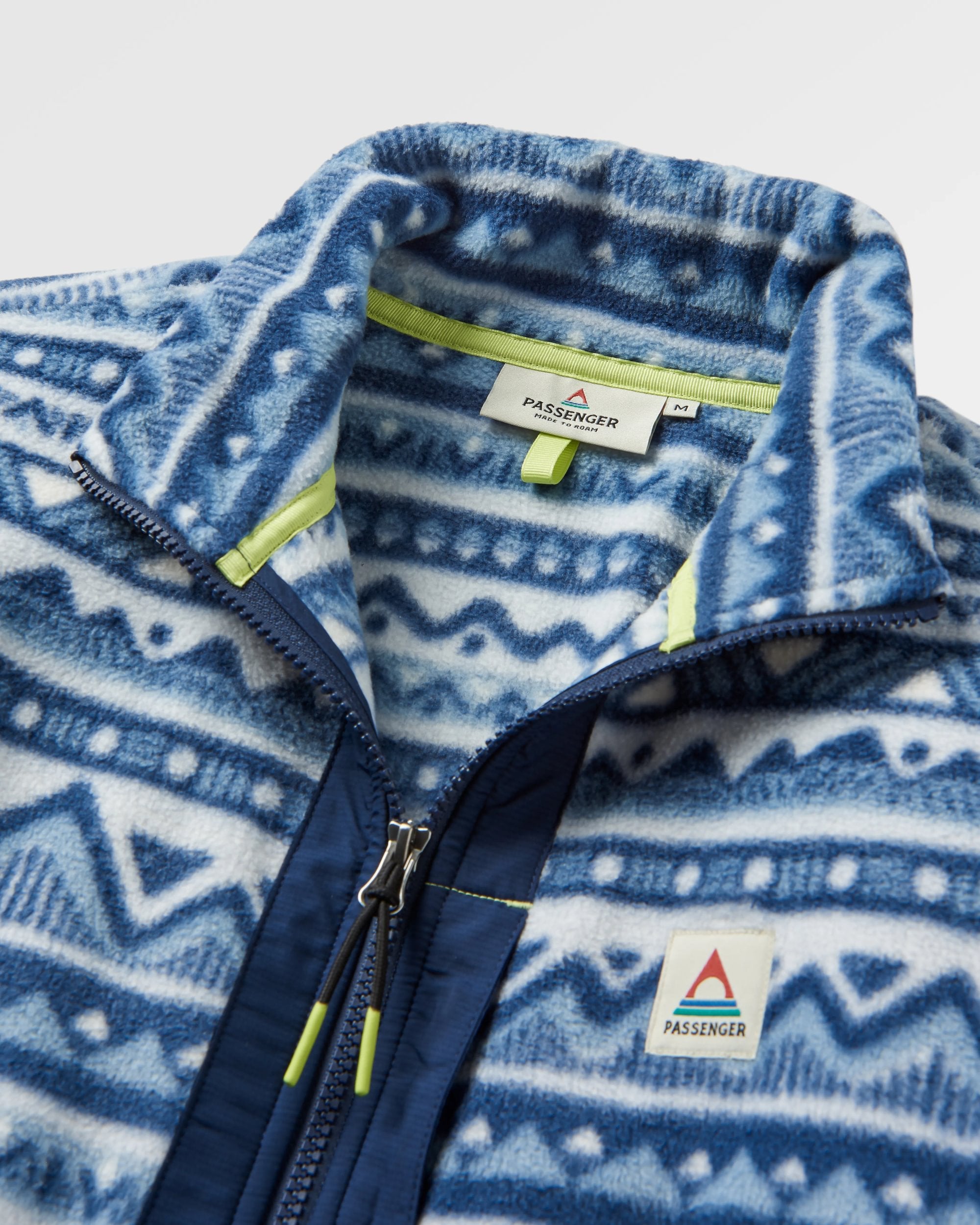 Ebb Recycled Polar Fleece - Mountain Geo Grey Blue - Flatlay