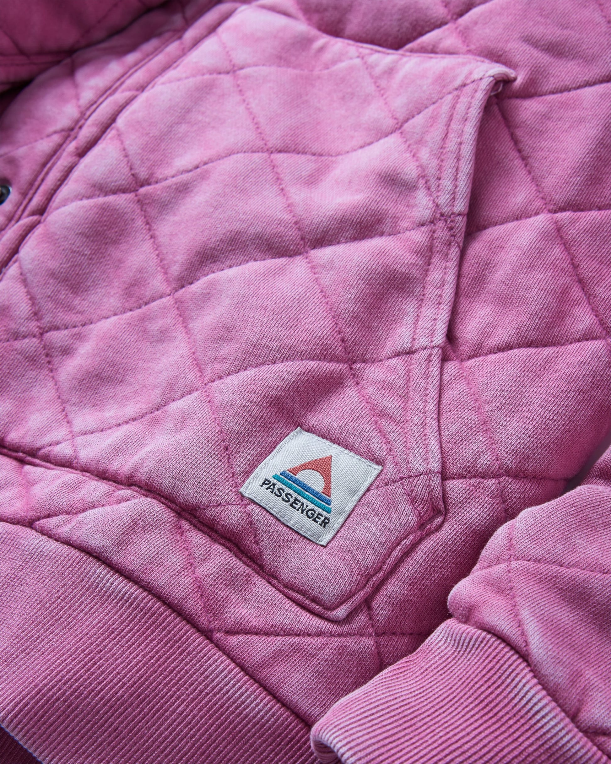 Clementine Recycled Quilted Popper Up Hoodie - Mauve Haze