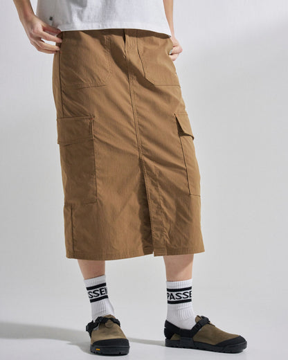 Avian Cargo Ripstop Skirt - Caramel Brown - Studio Model