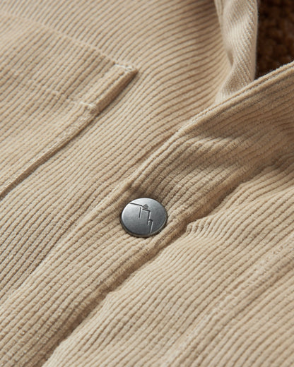Kodiak Sherpa Lined Cord Overshirt - Stone - Flatlay