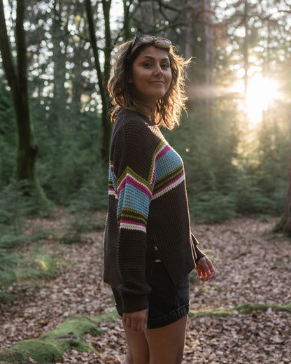 Reflection Stripey Jumper - Espresso - Lifestyle