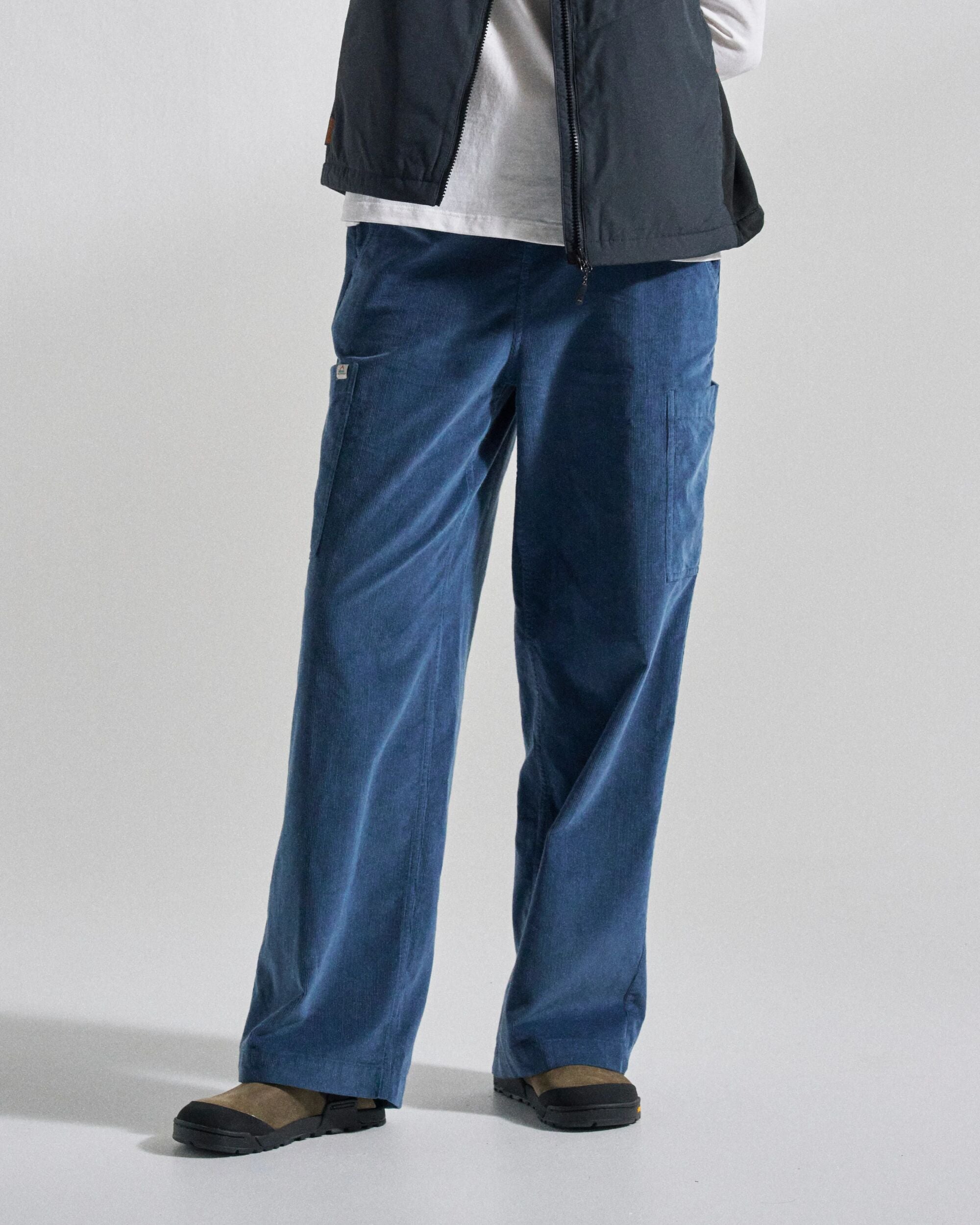 Someday Organic Cotton Corduroy Trouser - Dark Denim - Studio Model