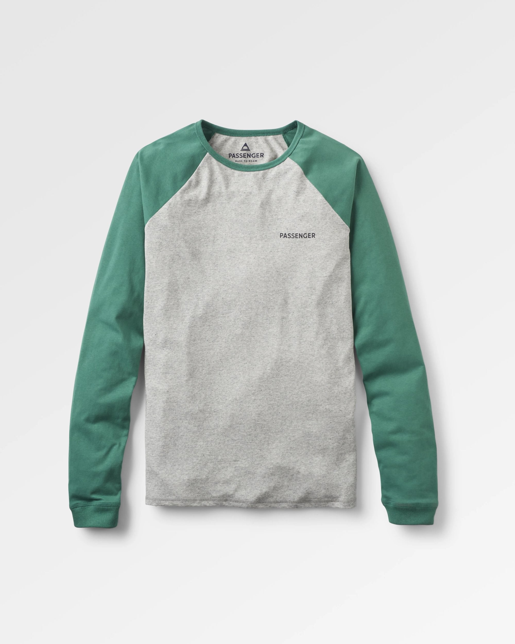 Roamer Recycled Cotton Raglan T-Shirt - Grey Marl - Flatlay