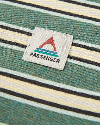 Retro Recycled Cotton Relaxed Fit T-Shirt - Deep Ocean Multi Stripe - Flatlay