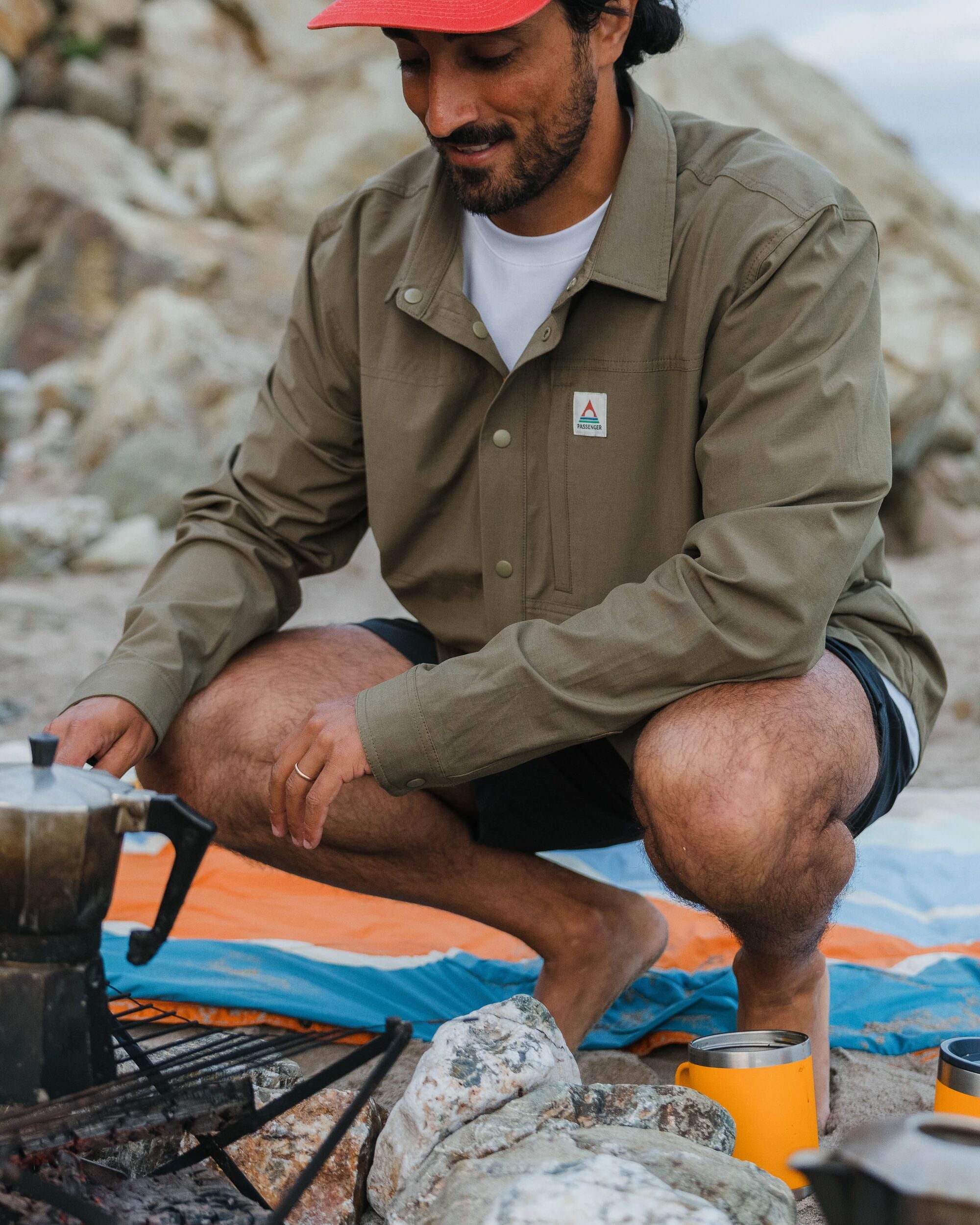 Traveller Stretch Shirt - Khaki - Lifestyle